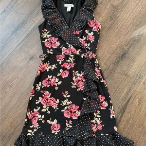 White House Black Market Black Floral Midi Dress
